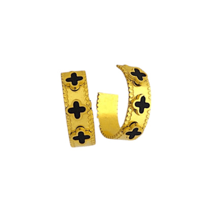 Black Clover Hoop Earrings