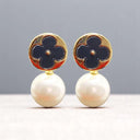 Luna Bloom | Black Clover Pearl Drop Earrings