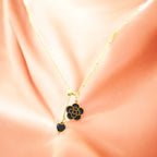 Black Flower Pendant Necklace