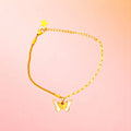 Bracelet on a color gradient of peach tones background.