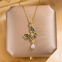 Lush Radiance | Butterfly Pendant Necklace with Crystals
