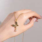 Butterfly Necklace with Cz Drop