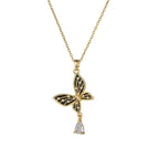 Butterfly Necklace with Cz Drop
