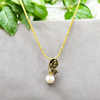Butterfly Necklace with Pearl Drop