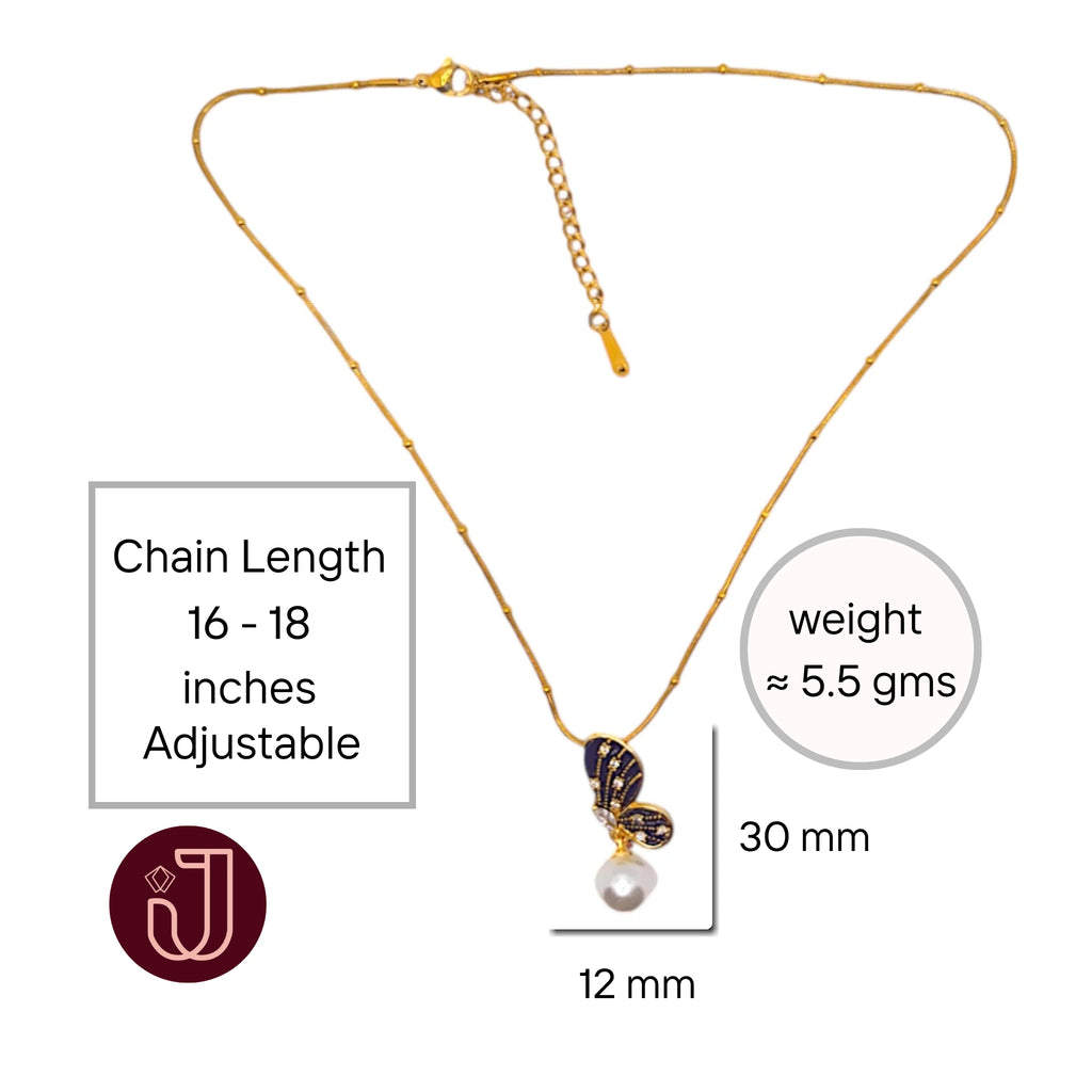 Butterfly Necklace with Pearl Drop