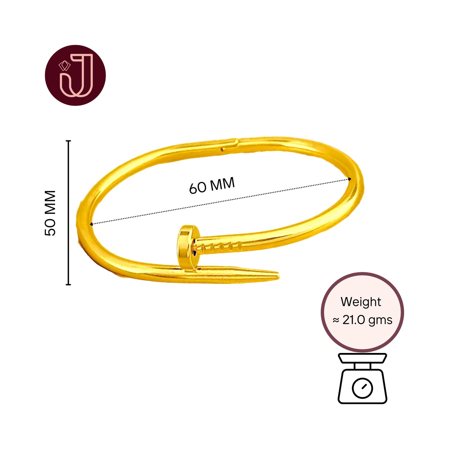 Bracelet with dimensions and weight details