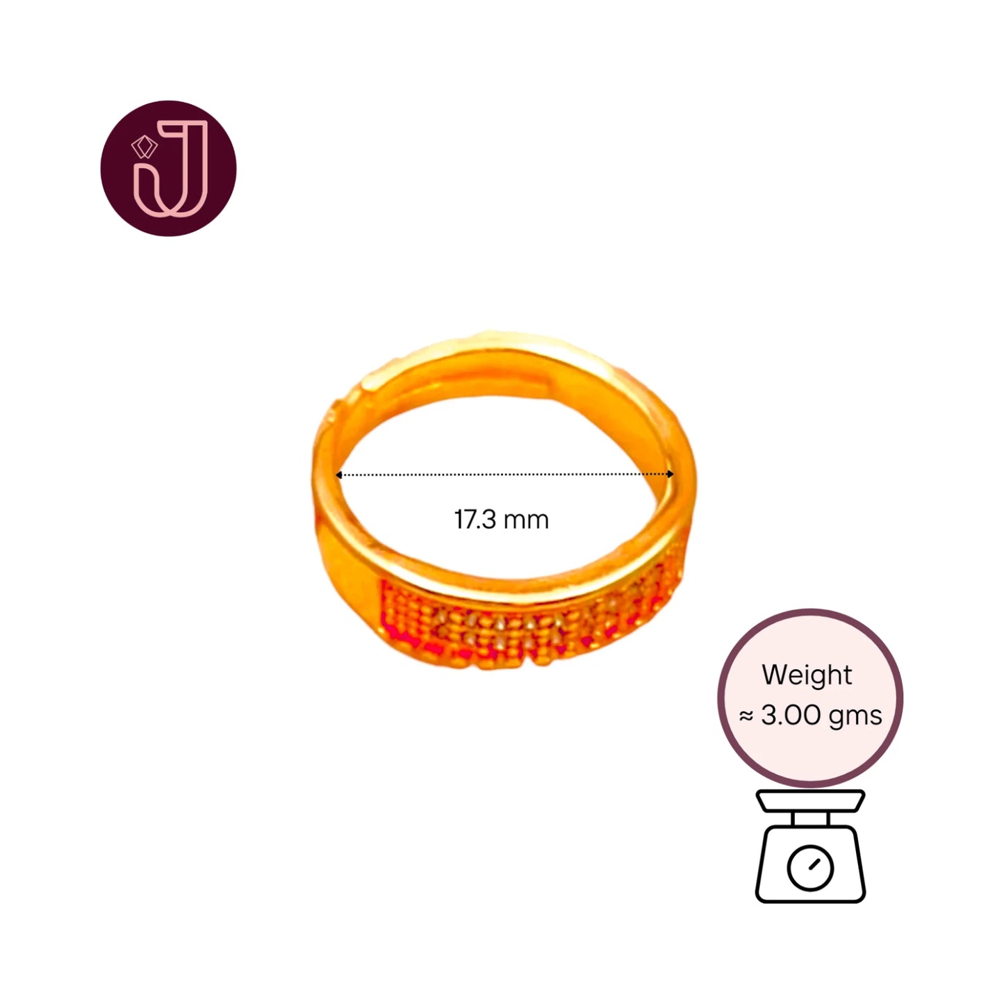 Ring with dimensions and weight details.