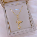 Twilight Bloom | Crystal Butterfly Pendant Necklace with CZ Drop