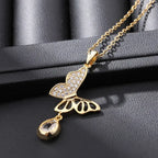 Crystal Butterfly Necklace with Cz Drop