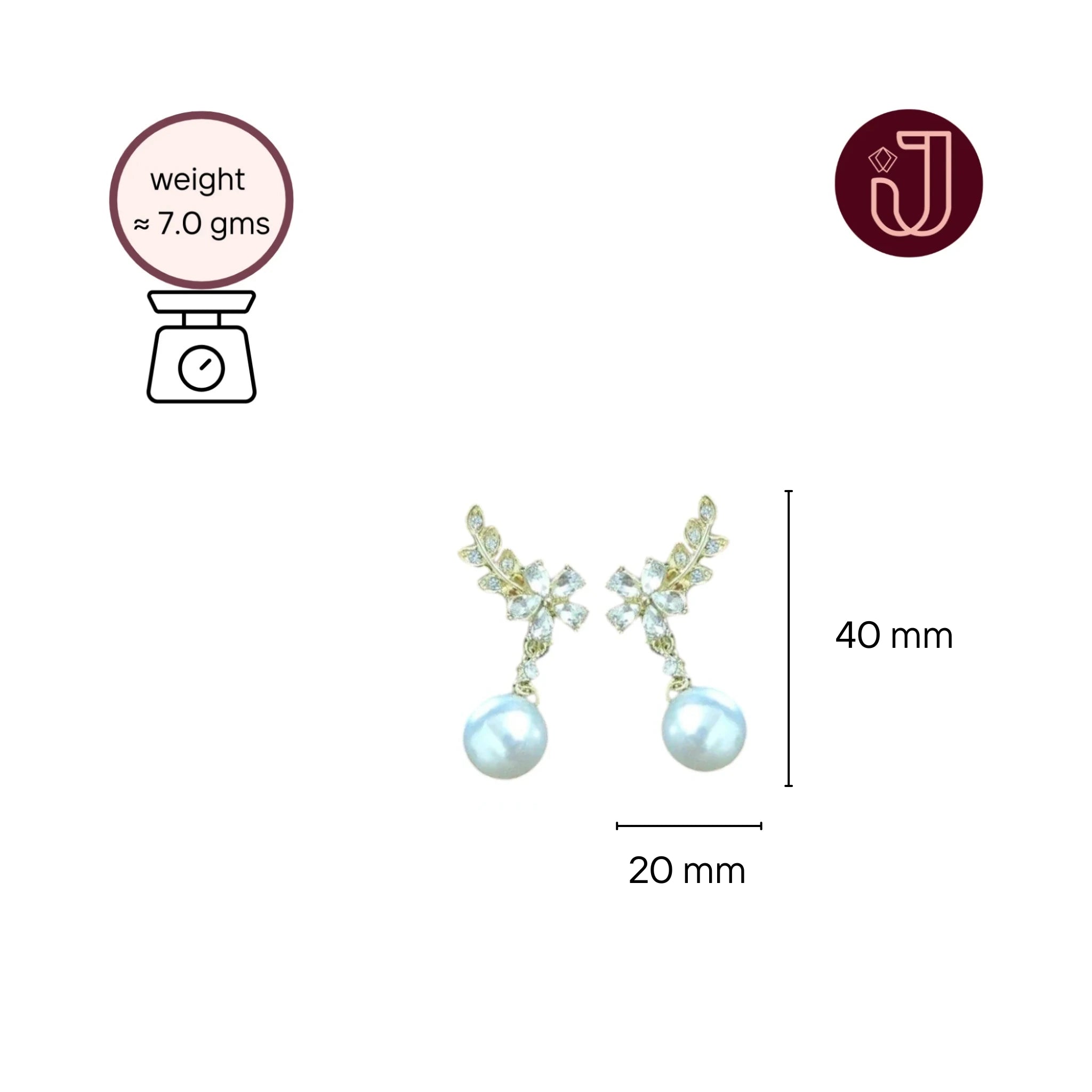 Crystal Floral Pearl Drop Earrings