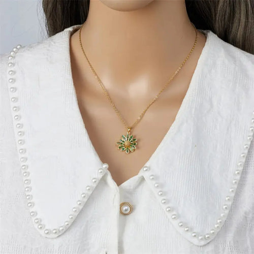 Crystal Flower Pendant Necklace