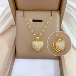 Crystal Pearl Heart Necklace
