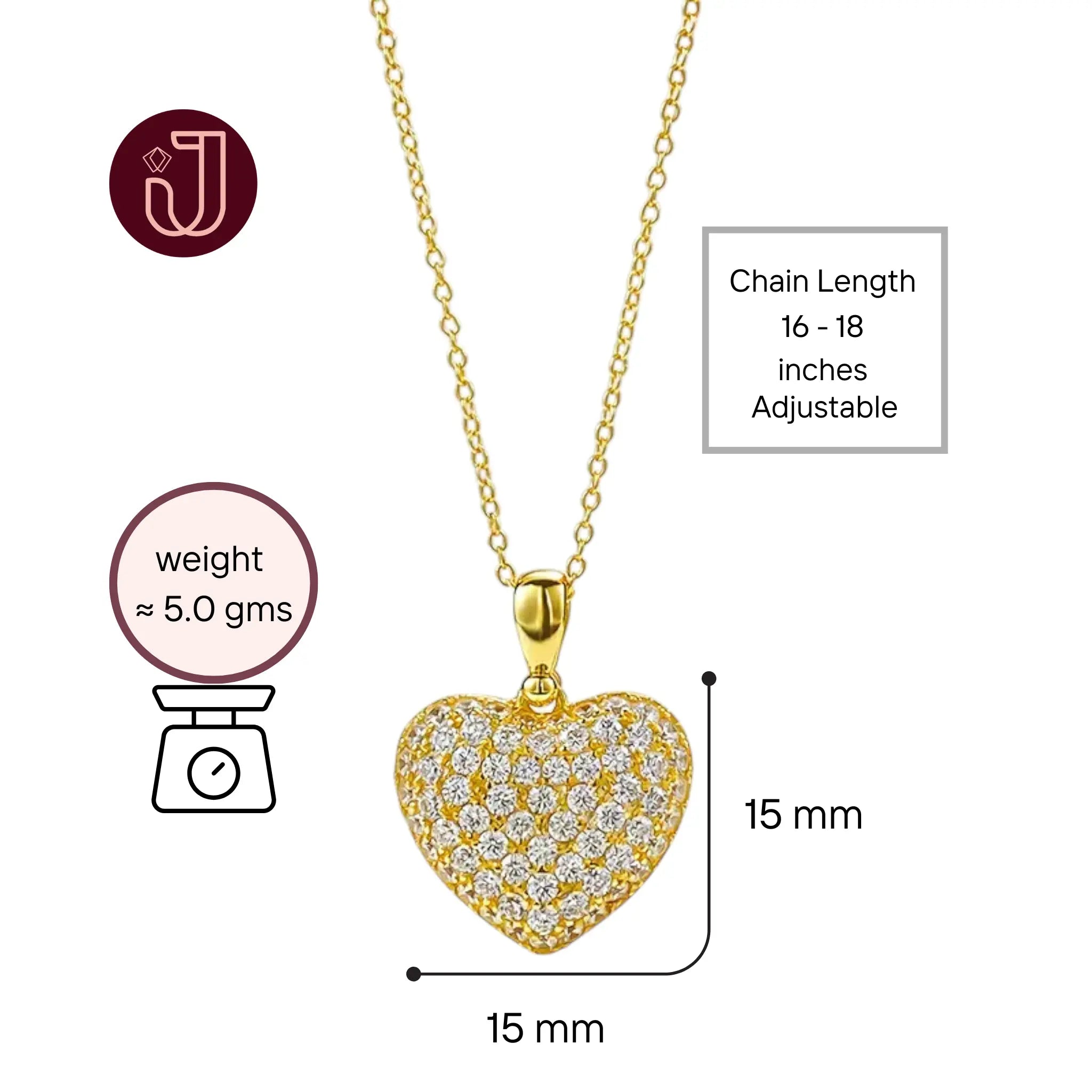 Crystal Pearl Heart Necklace