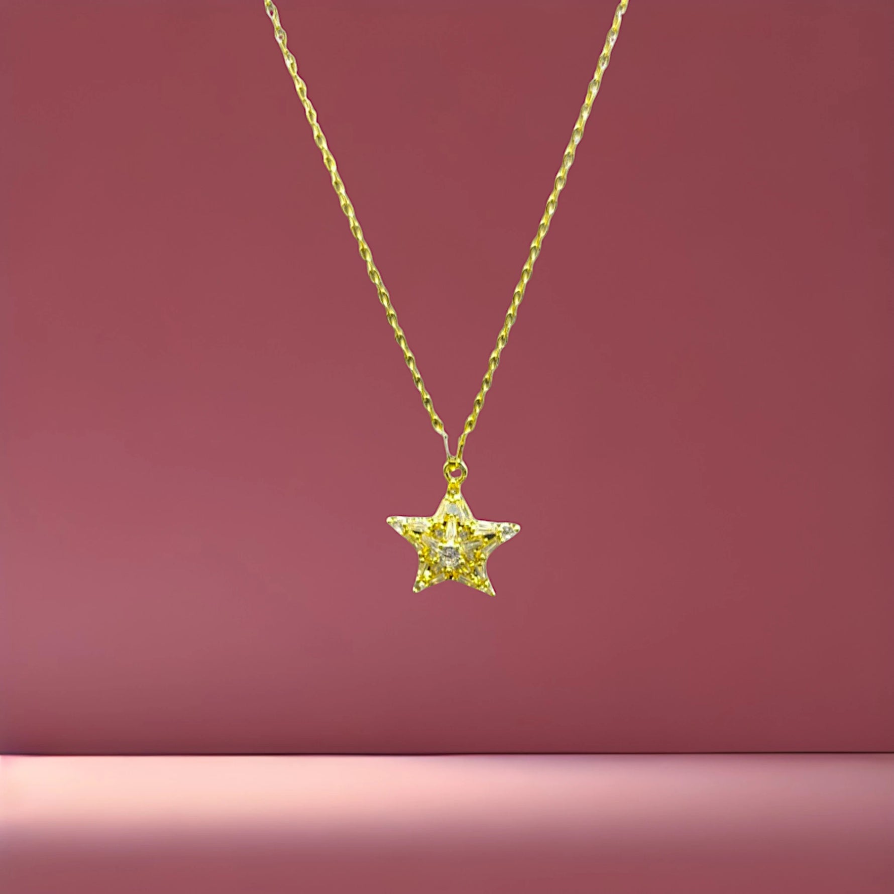 Crystal Star Necklace with CZ