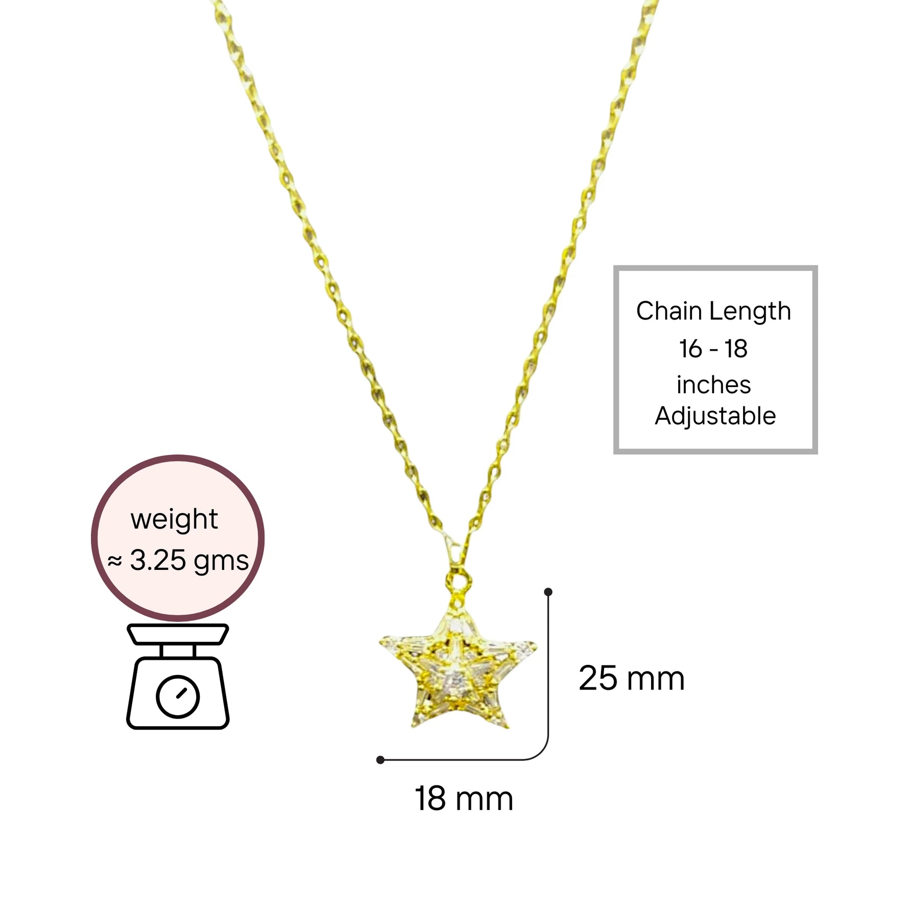 Crystal Star Necklace with CZ