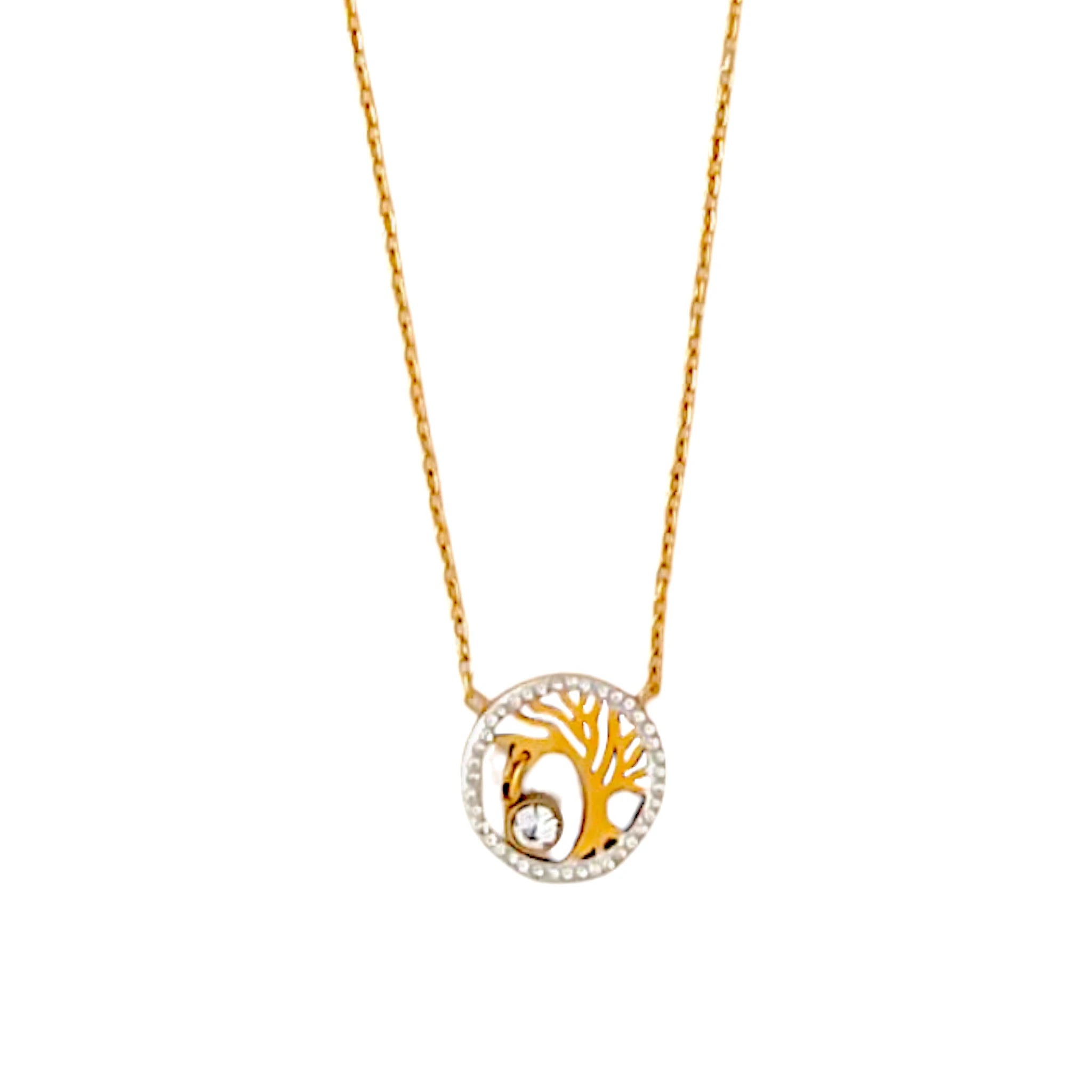 Crystal Tree Gold Necklace