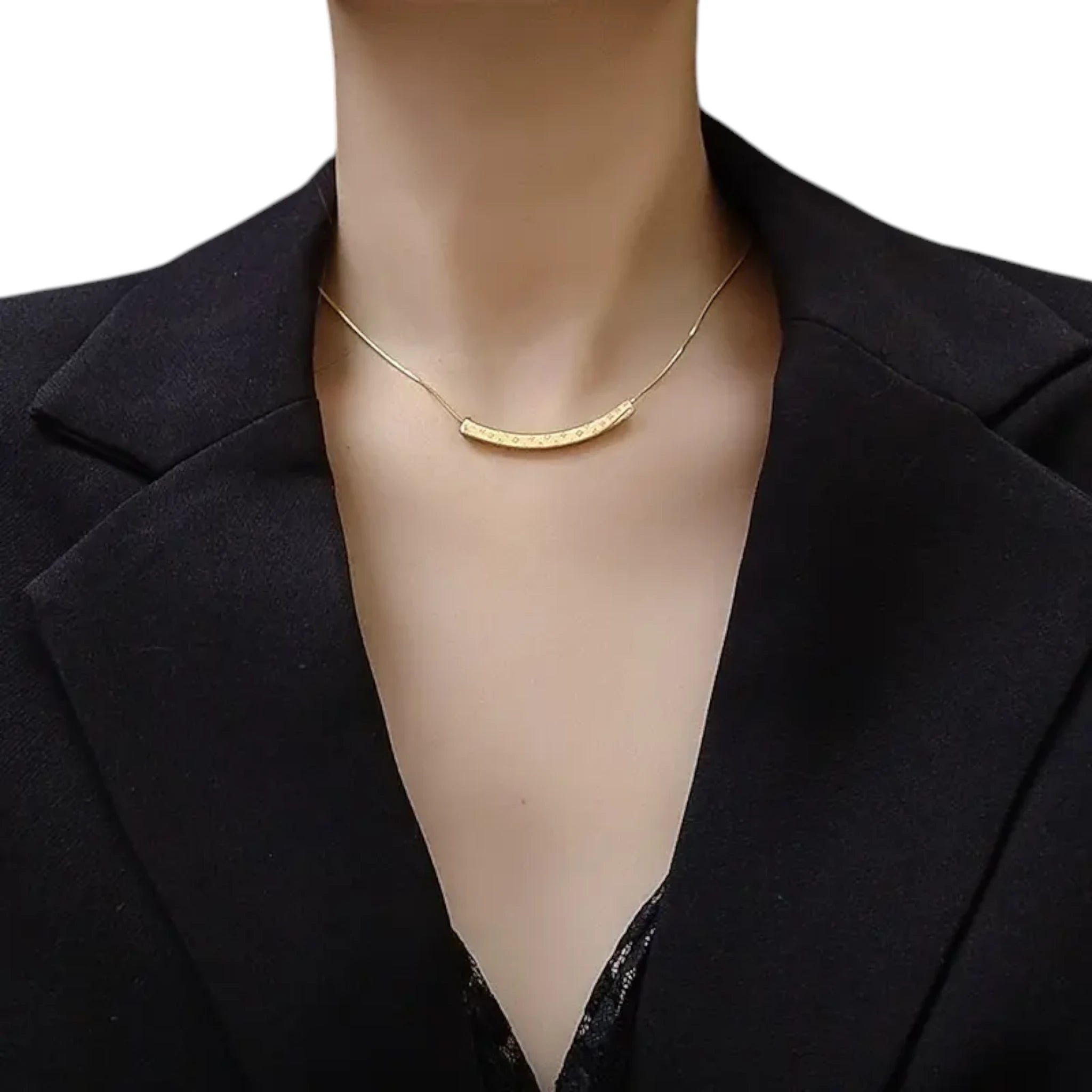 Curved Bar Pendant Necklace