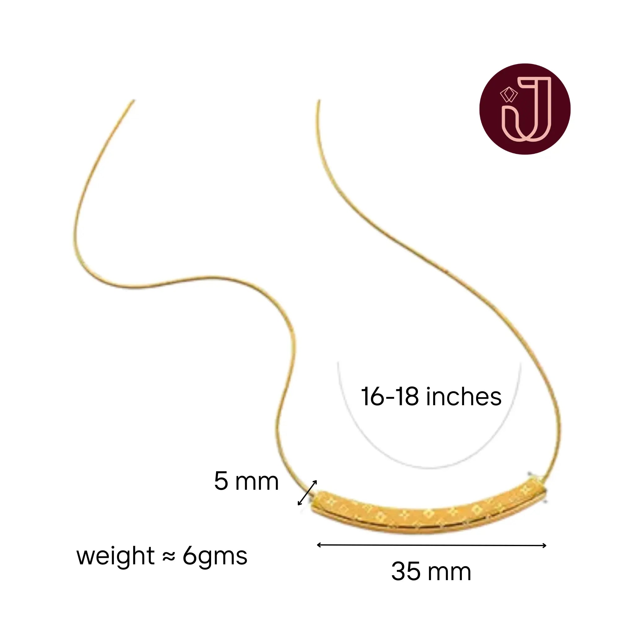 Curved Bar Pendant Necklace