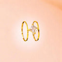 Golden Frost | Diamond Cluster Adjustable Double Ring