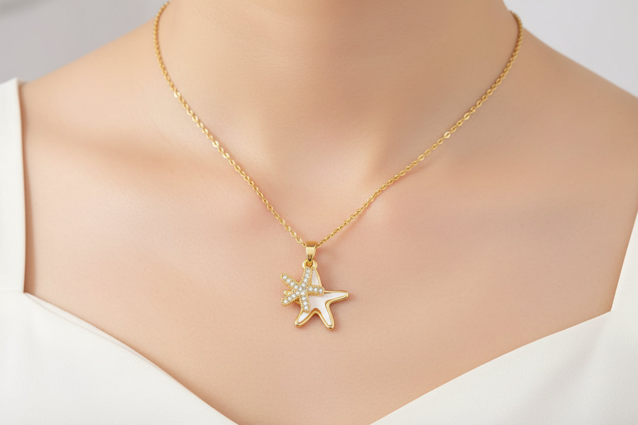 Dual Starfish Pendant Necklace