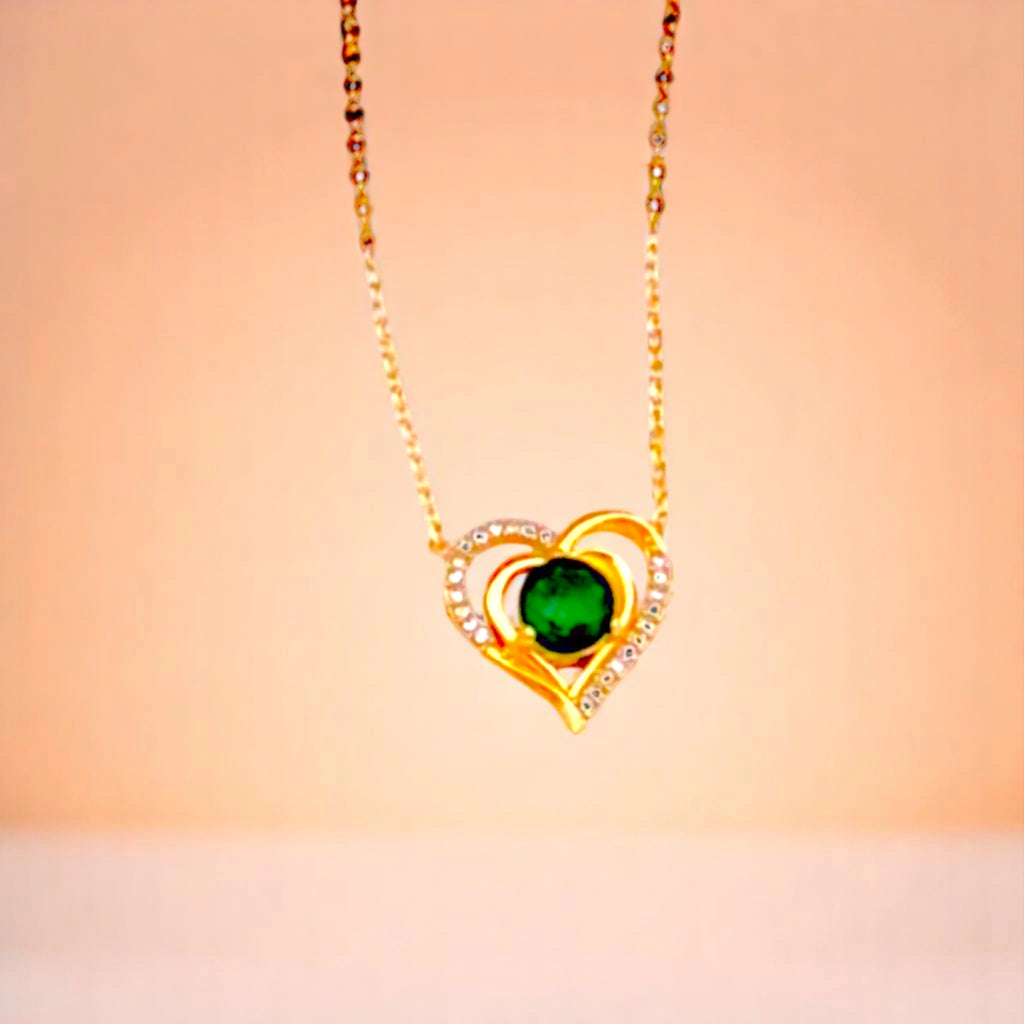 Emerald Crystal Hearts Necklace