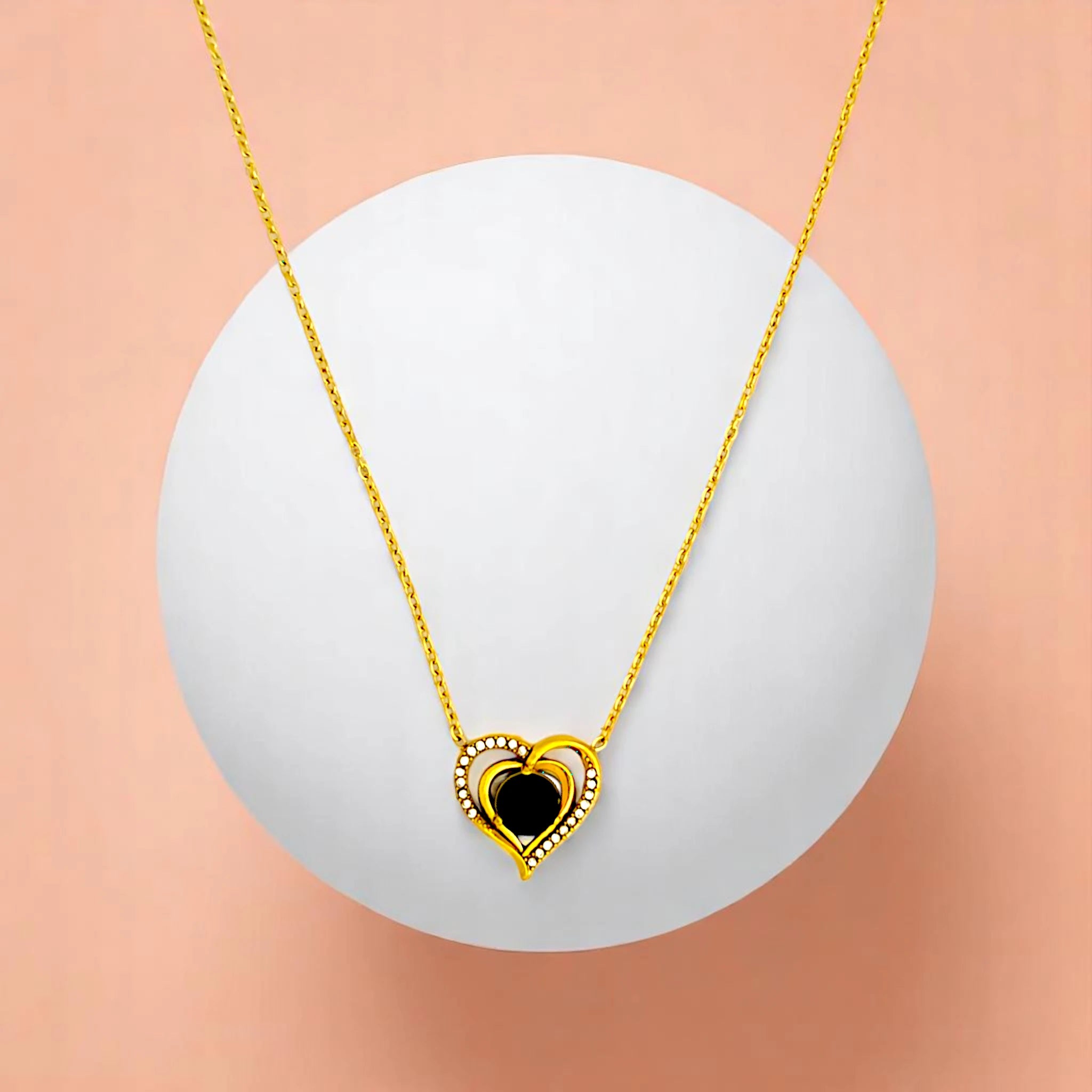 Emerald Crystal Hearts Necklace