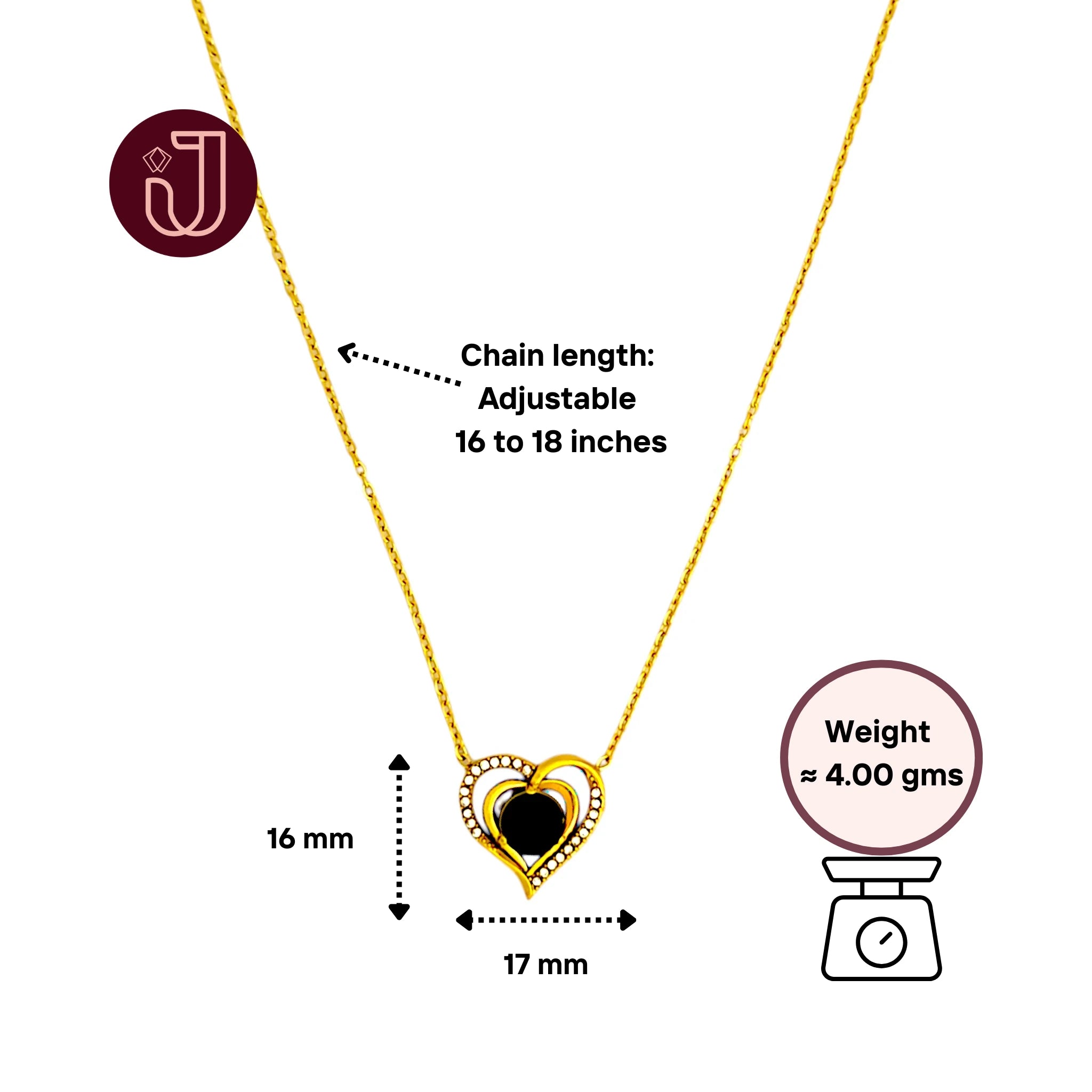 Emerald Crystal Hearts Necklace