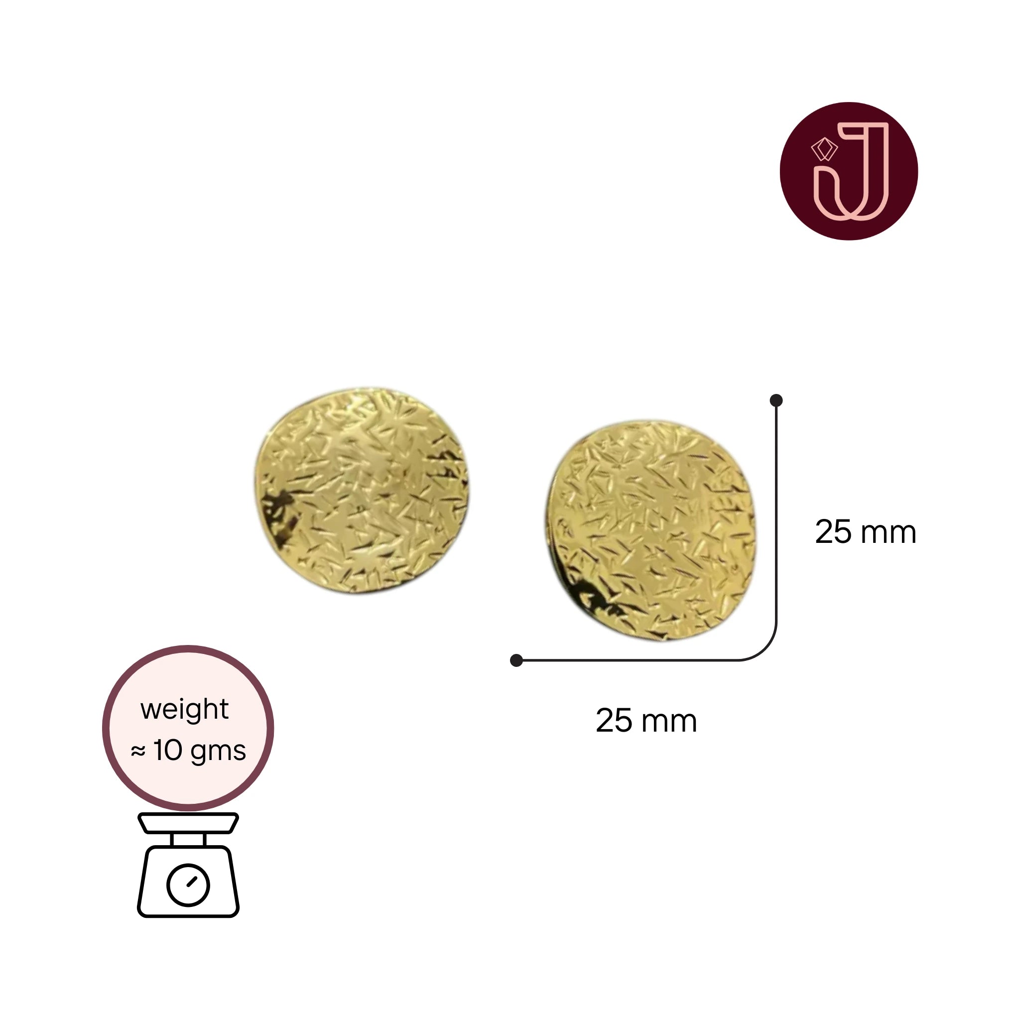 Embossed Round Stud Earrings