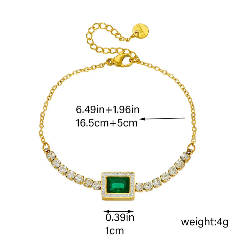 Emerald Green Gold Charm Loose Bracelet