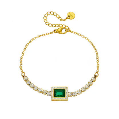 Emerald Green Gold Charm Loose Bracelet