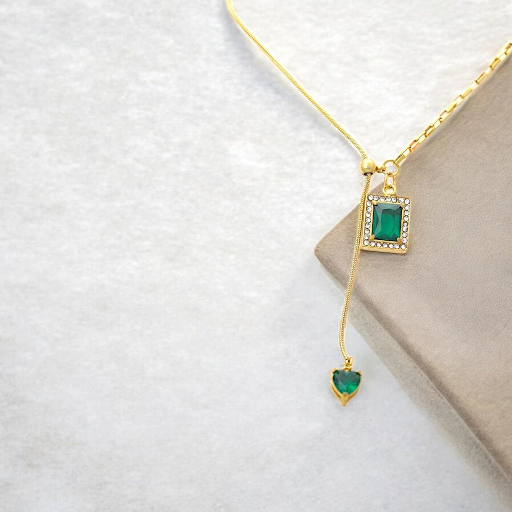 Emerald Stone Crystal Necklace