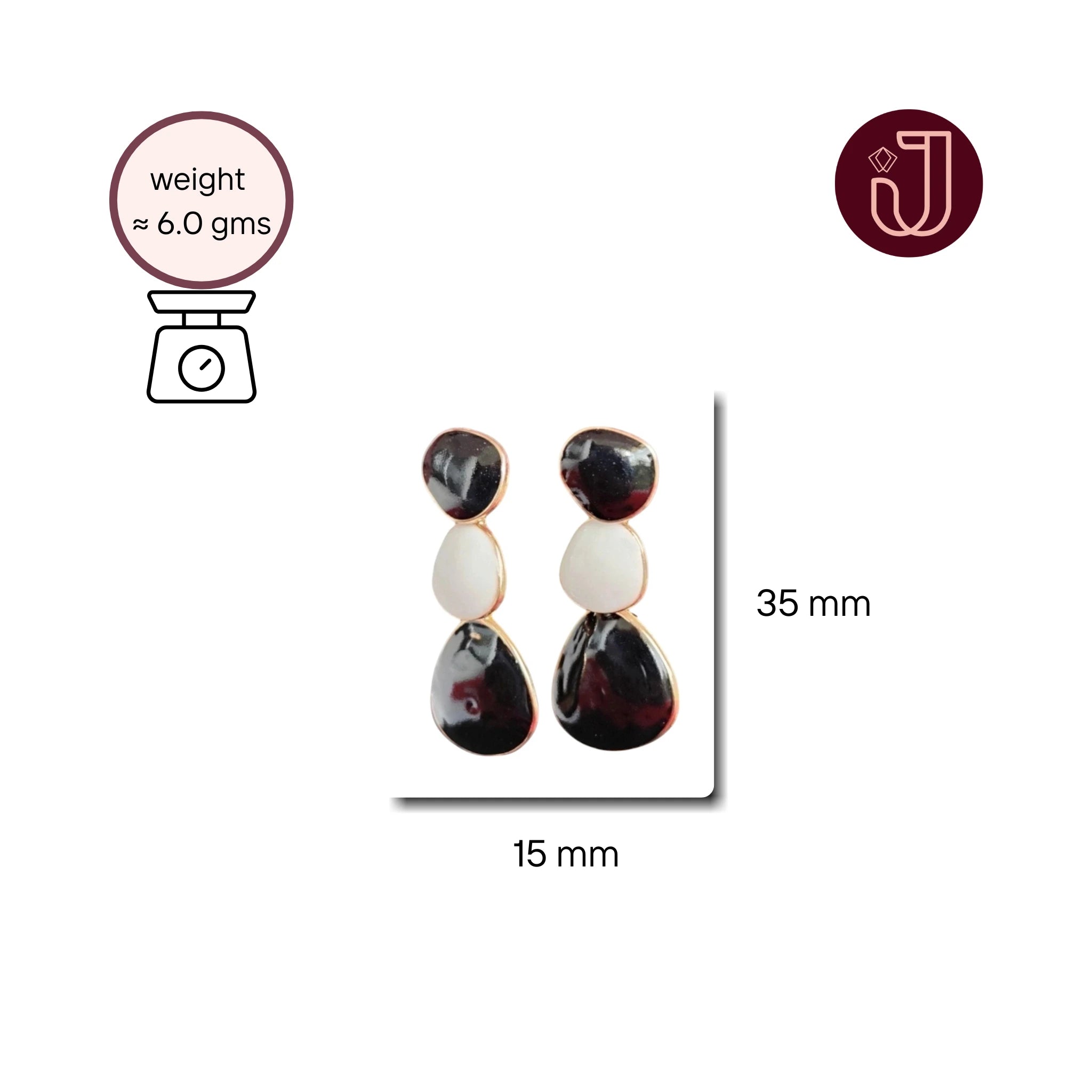 Enamel Dangle Earrings BW