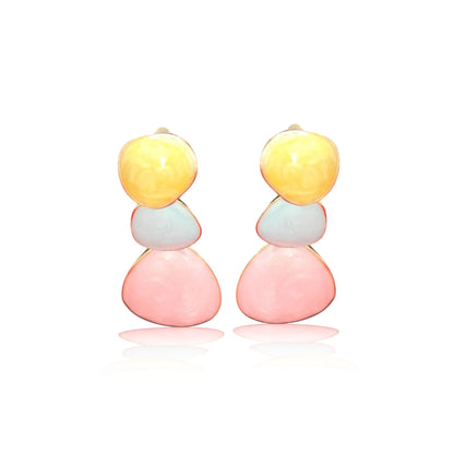 Enamel Dangle Earrings YGP displayed on a White Background.