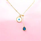 Evil Eye Sapphire Drop Necklace