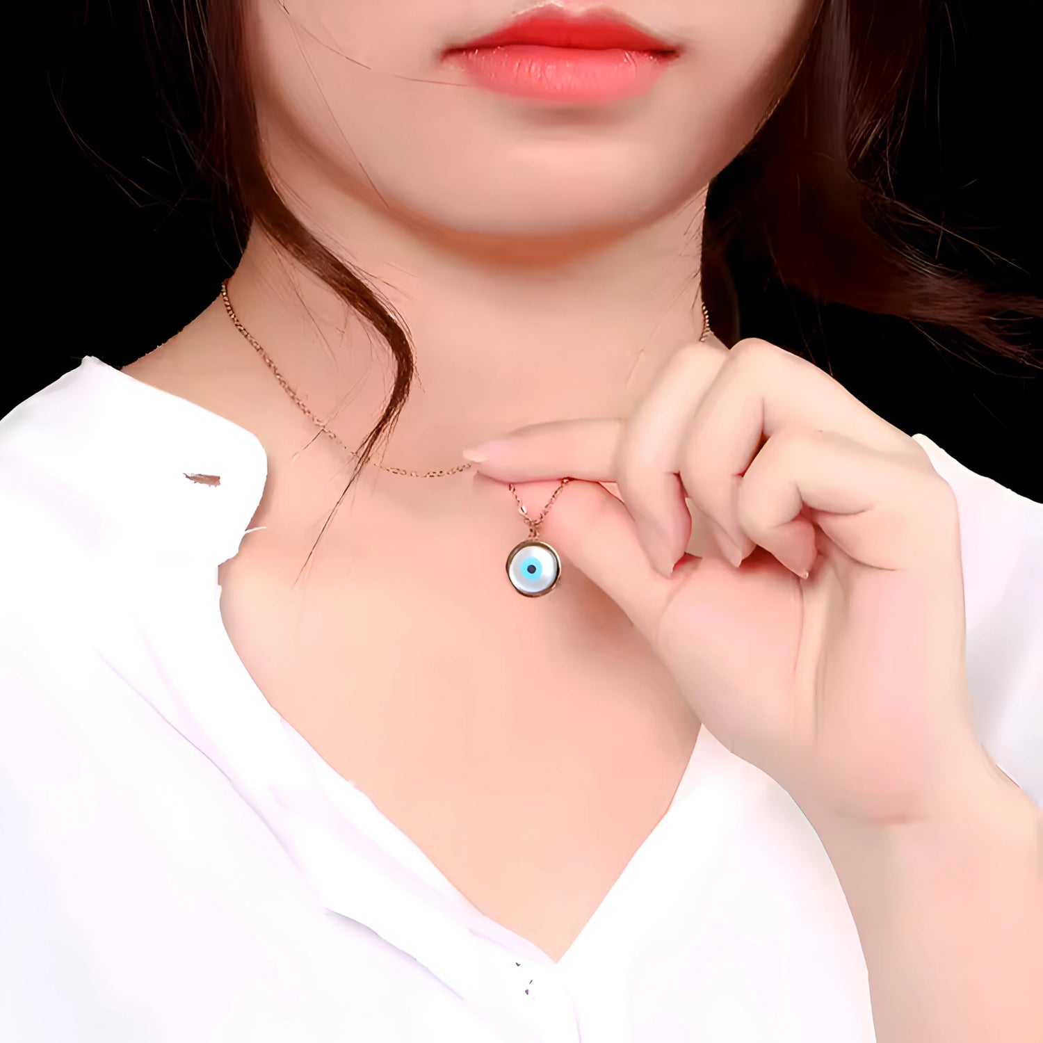 Evil Eye Sapphire Drop Necklace