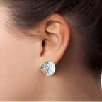 Floral Pink Butterfly White Studs