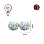 Floral Pink Butterfly White Studs