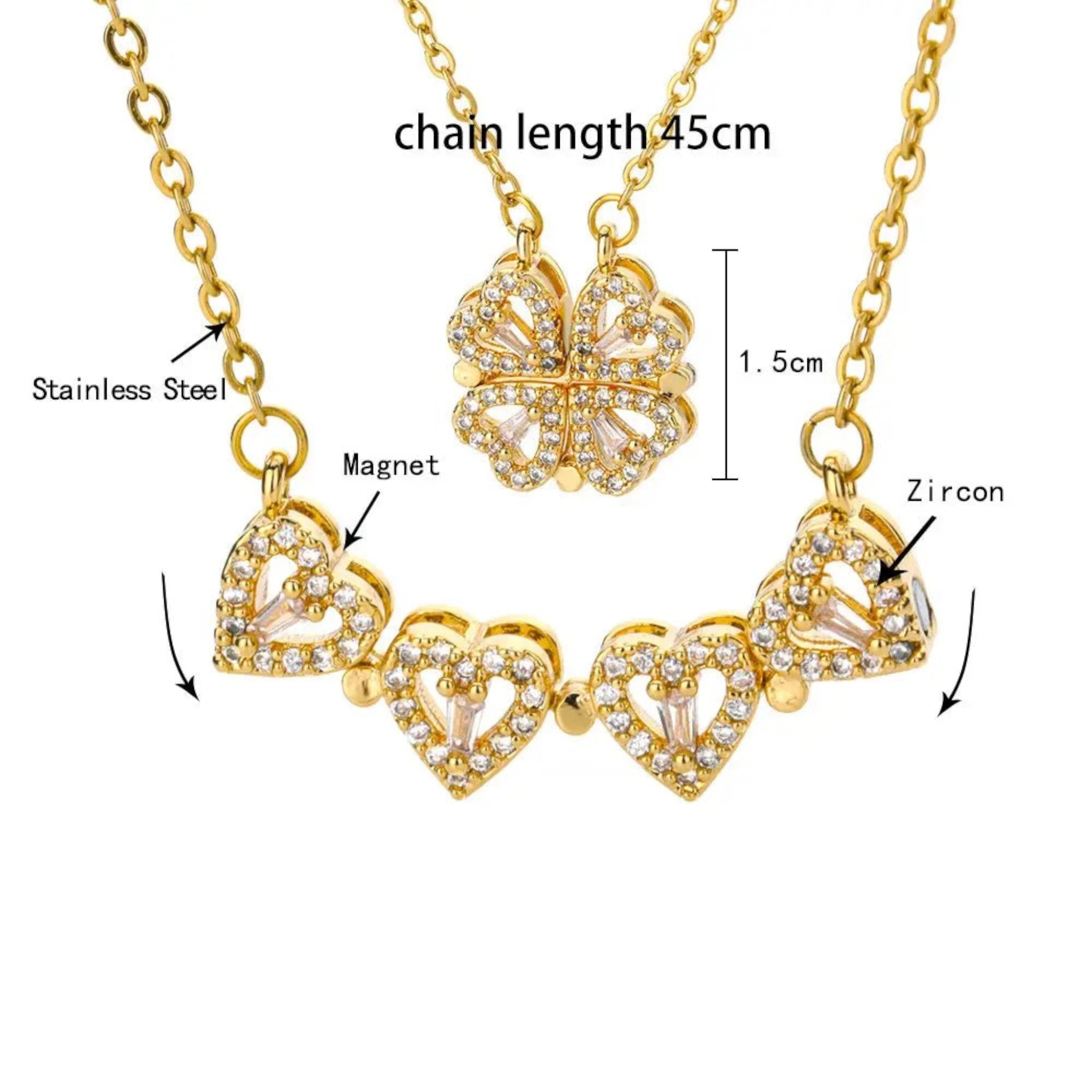 Four Heart Crystal Necklace