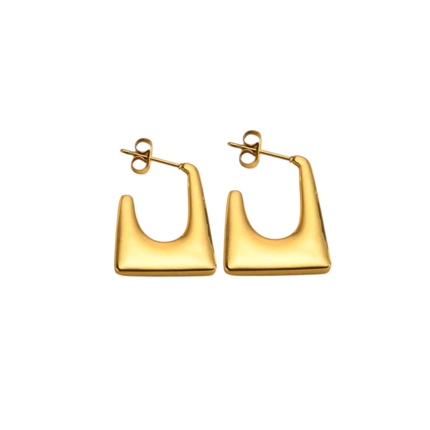 Geo Cutout Stud Earrings displayed on a White Background.