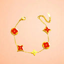 Scarlet Edge | Geometric Red Gold Bracelet
