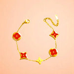 Bracelet on a color gradient of peach tones background.