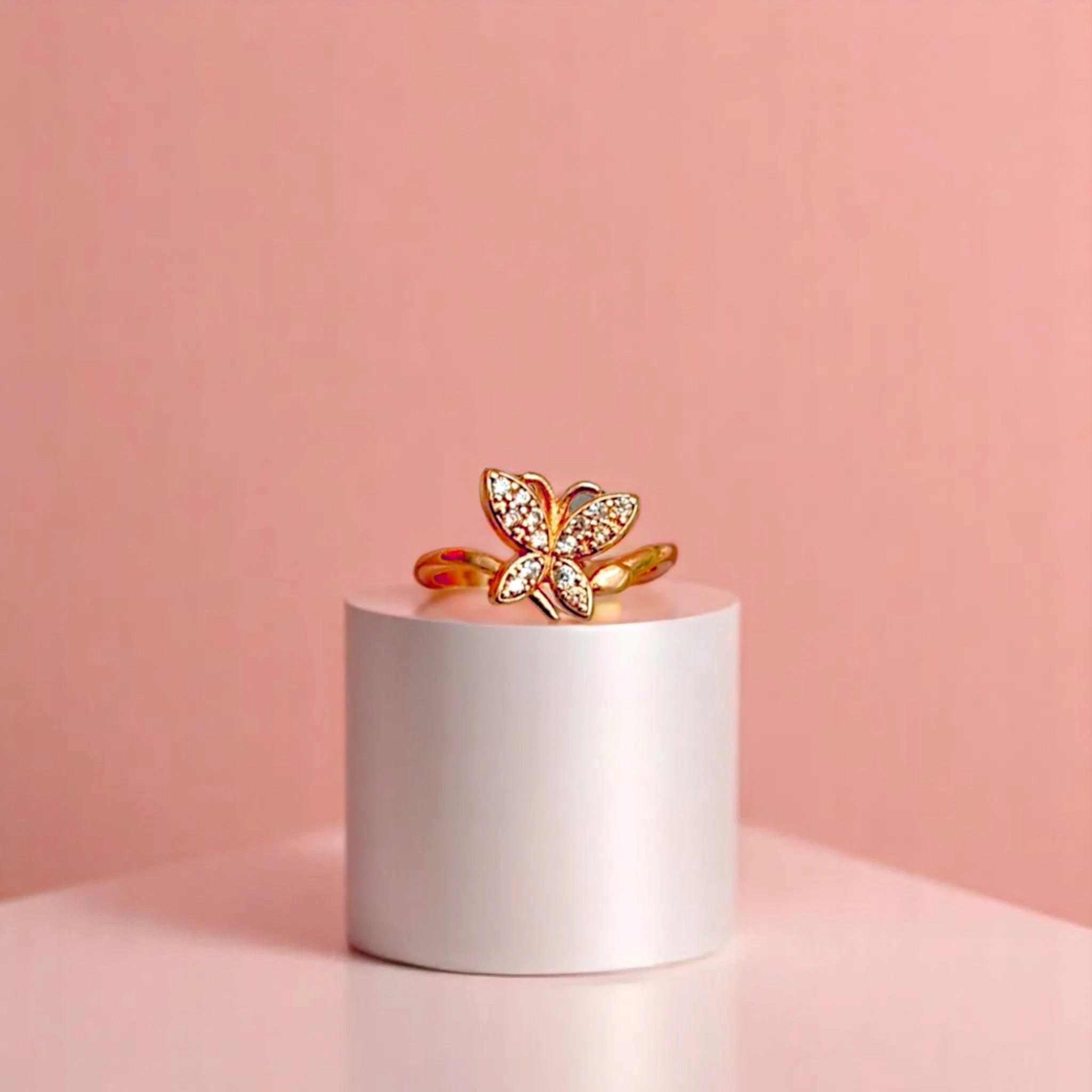 Glitter Bloom Butterfly Ring