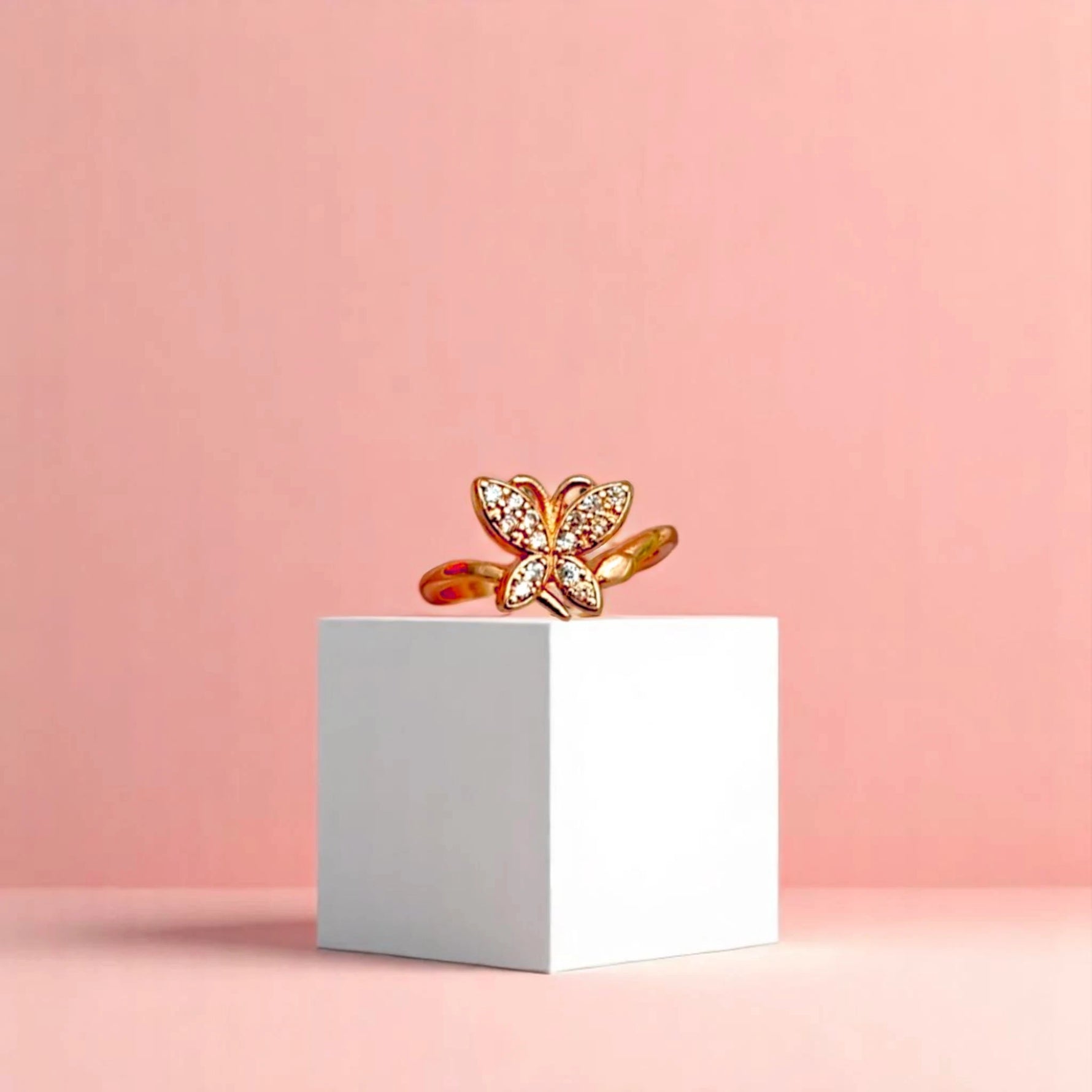 Glitter Bloom Butterfly Ring