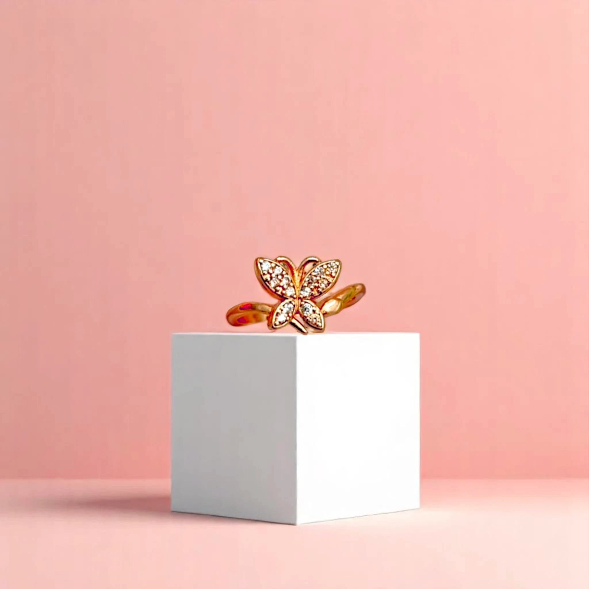 Glitter Bloom Butterfly Ring