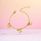 Bracelet on a color gradient of peach tones background.