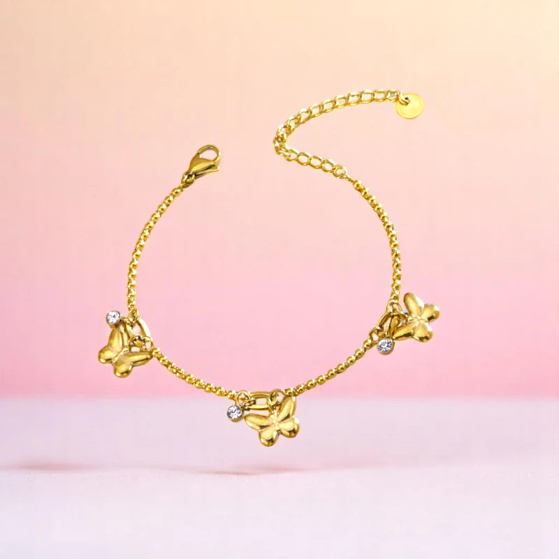 Bracelet on a color gradient of peach tones background.