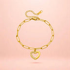 Bracelet on a color gradient of peach tones background.