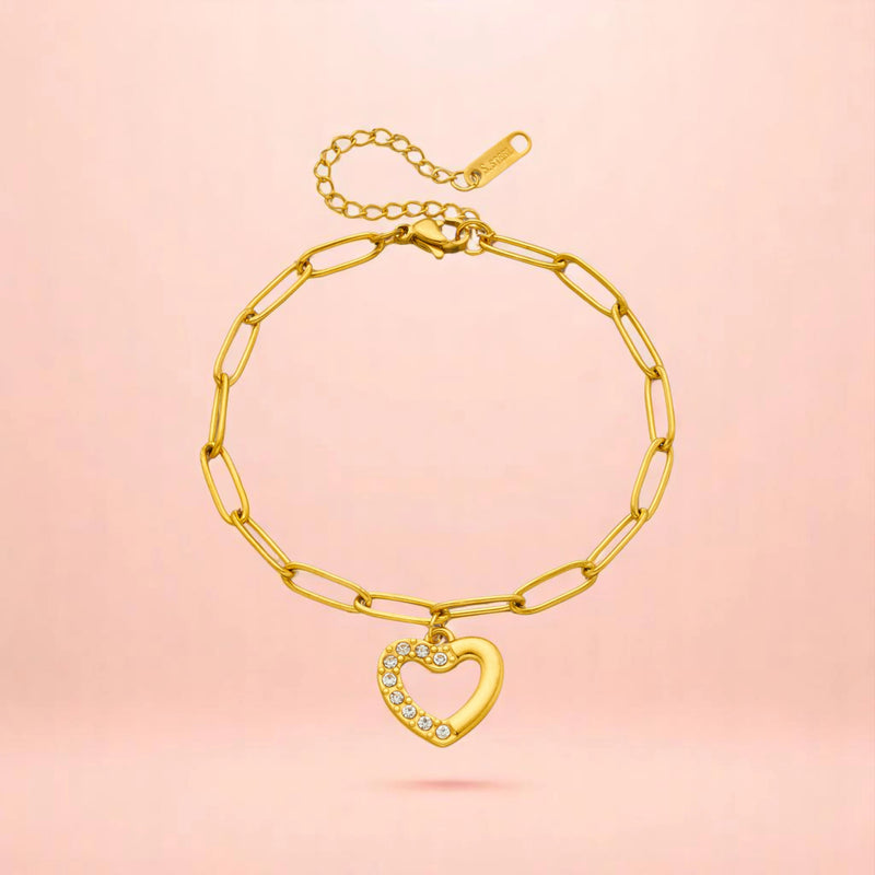 Bracelet on a color gradient of peach tones background.