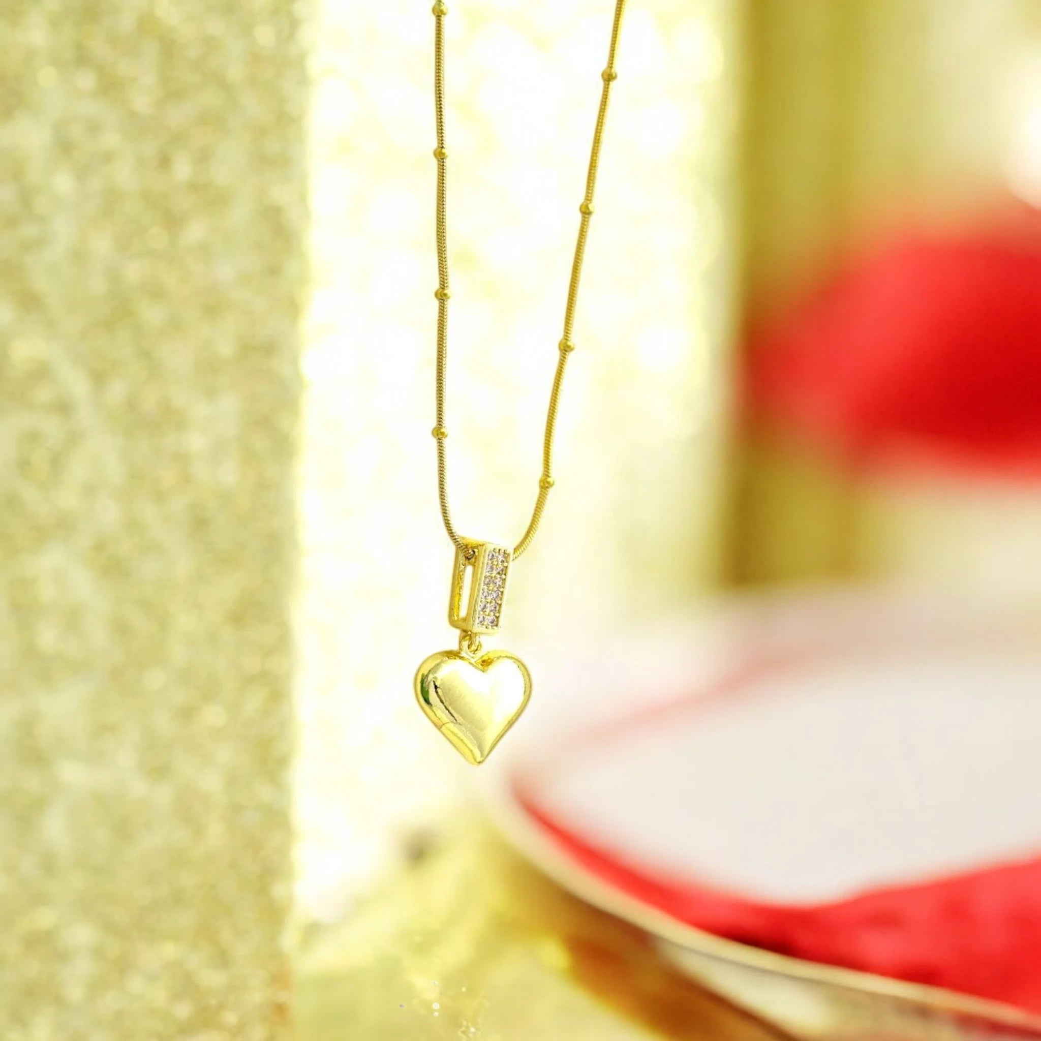 Gold Heart Crystal Necklace