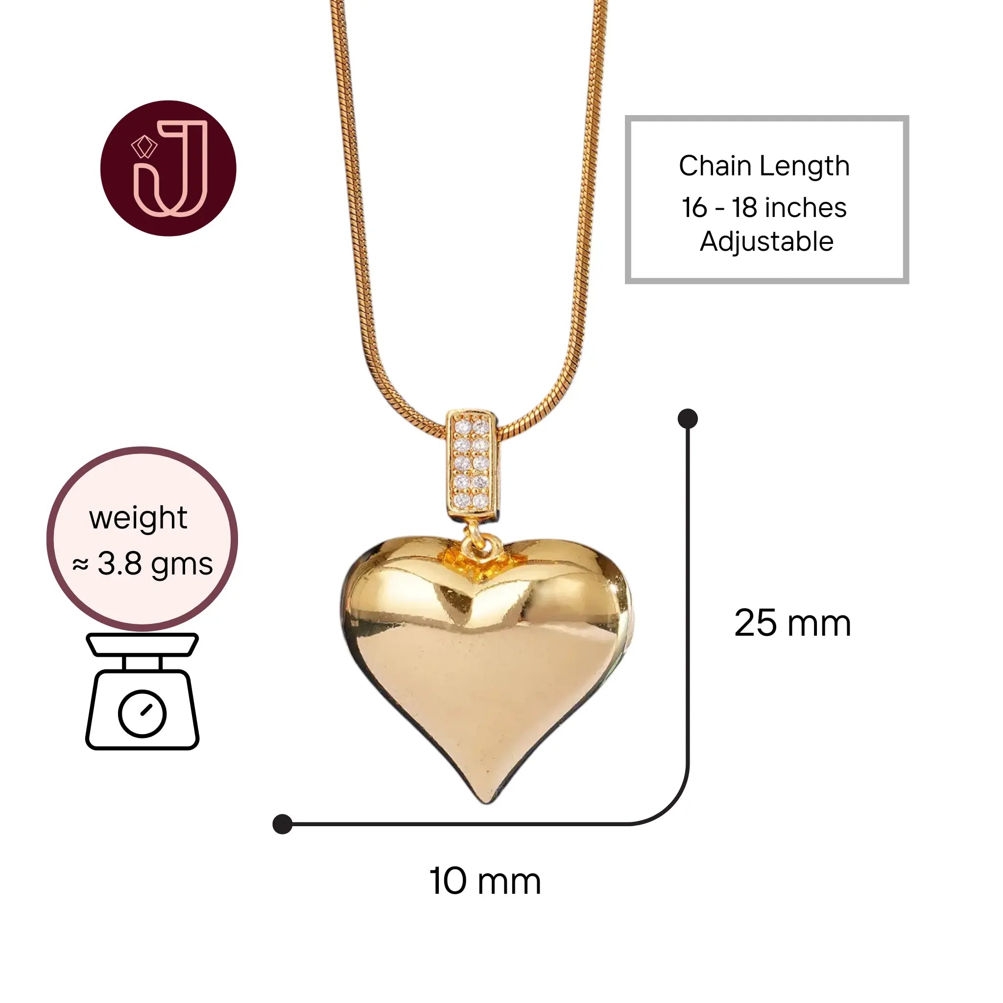 Gold Heart Crystal Necklace